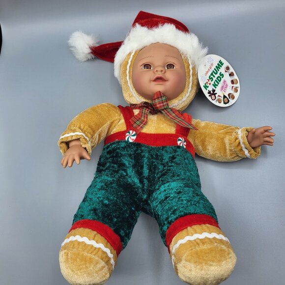 Kostume Kids Sugar Loaf Christmas Gingerbread Doll Santa Hat Overalls 15 inch - Picture 6 of 16